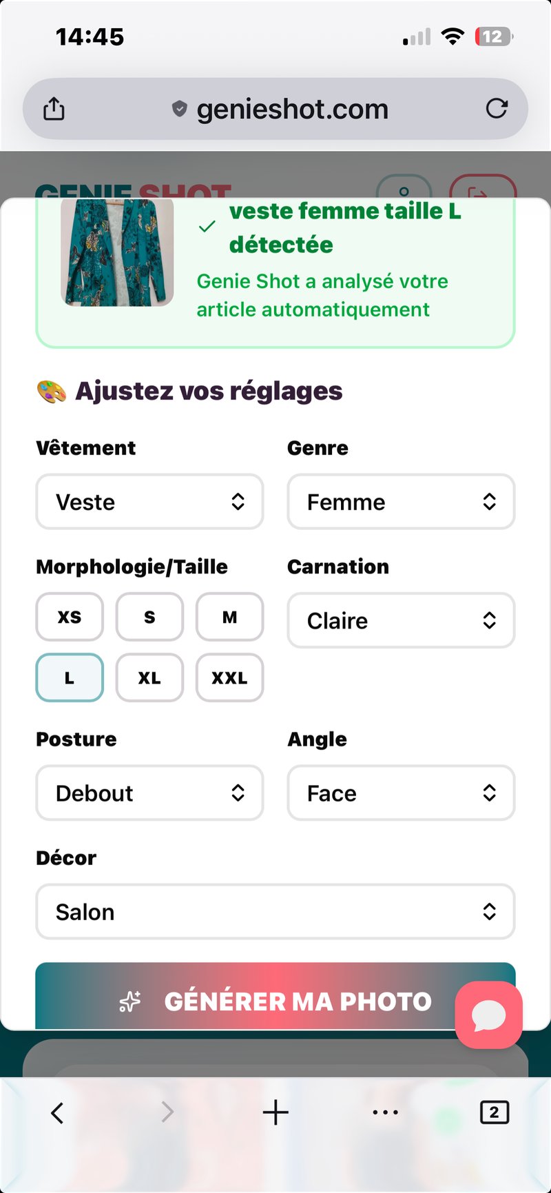 Configuration GenieShot